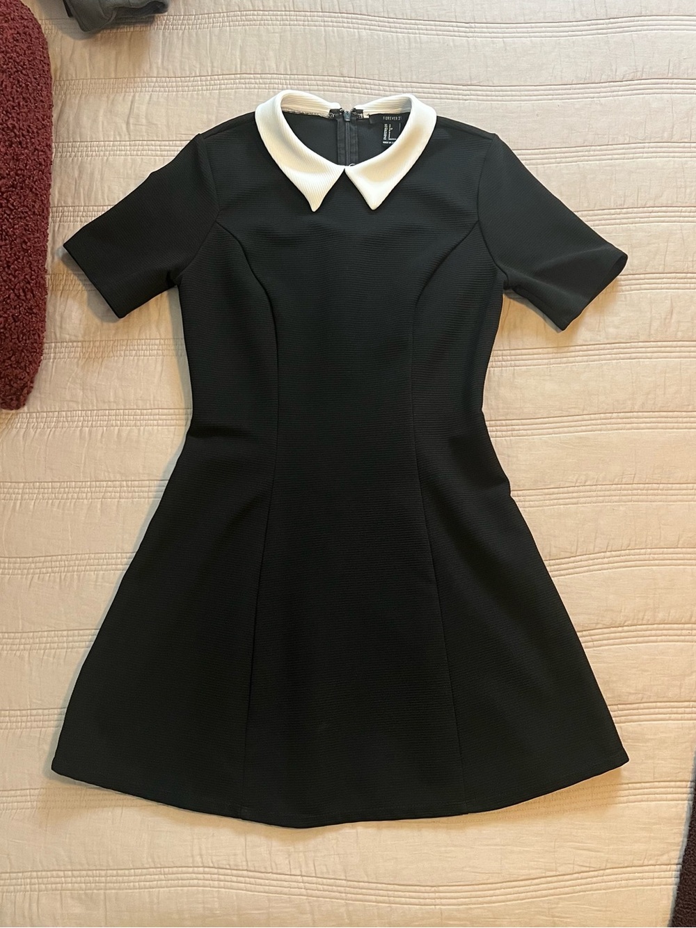 Wednesday Addams Black Short Dress White Peter Pan Collar Size Small Forever 21